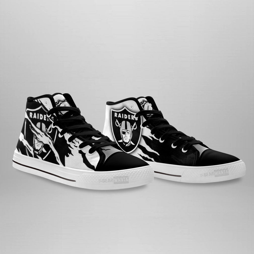 Oakland Raiders High Top Shoes Custom For Fans Grabiiva