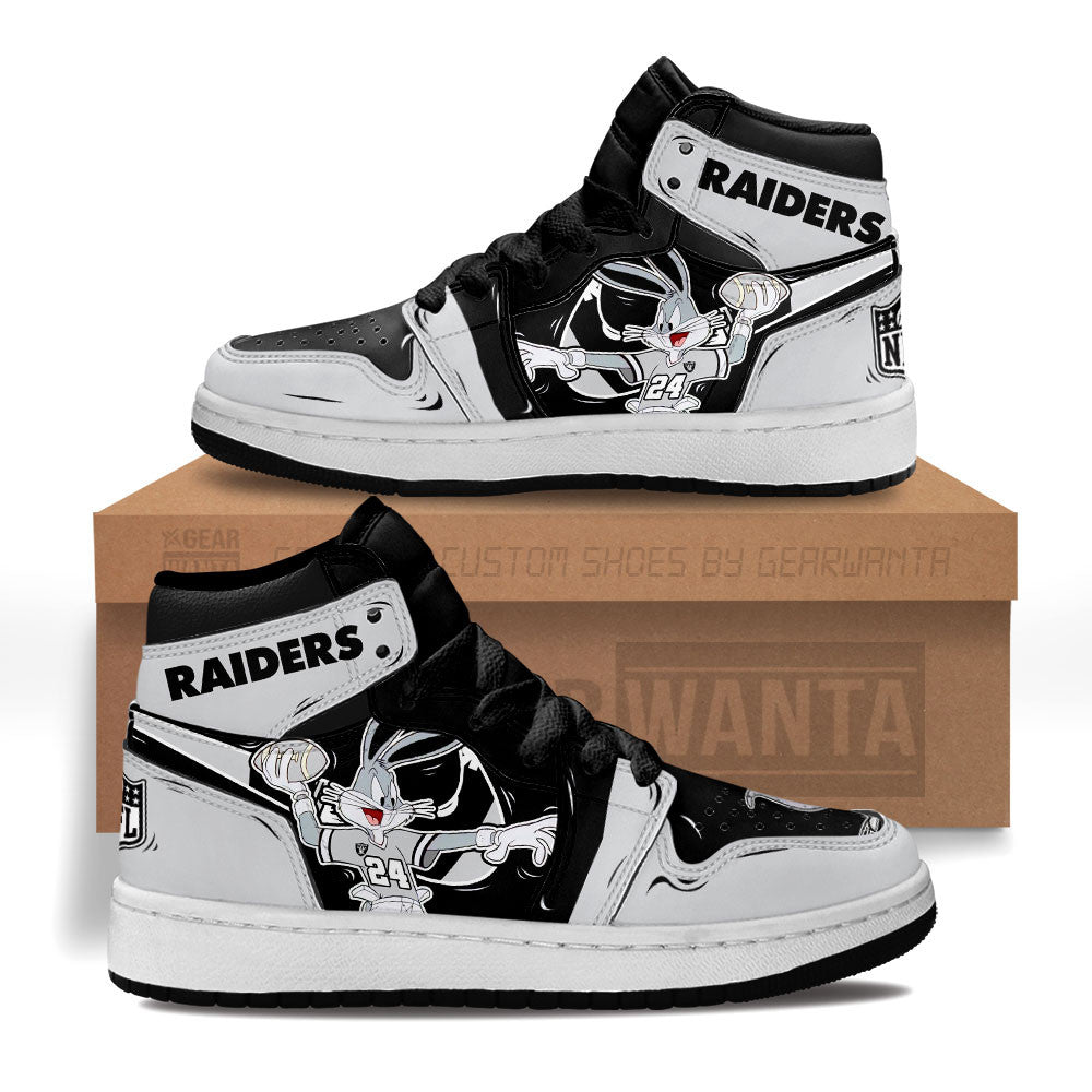 Oakland Raiders Kid J1s Sneakers Custom Grabiiva