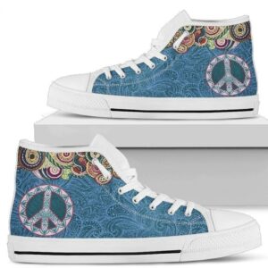 Peace Sign Hippie Style Women's High Top Shoes Grabiiva