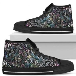 Peace Sign Hippie Style Women's Sneaker High Top Grabiiva