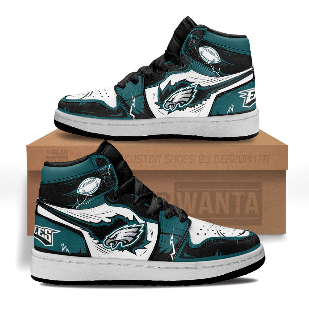 Philadelphia Eagles Kid J1s Sneakers Custom Grabiiva