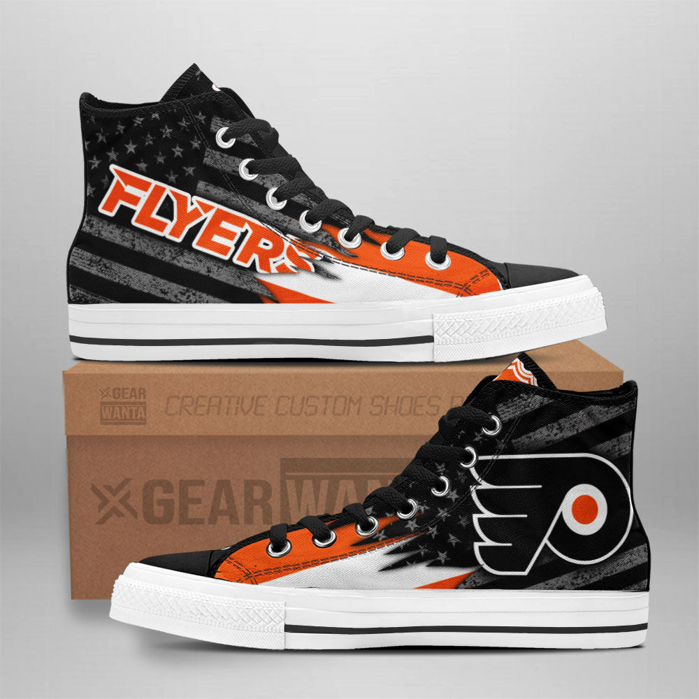 Philadelphia Flyers High Top Shoes Custom American Flag Sneakers Grabiiva