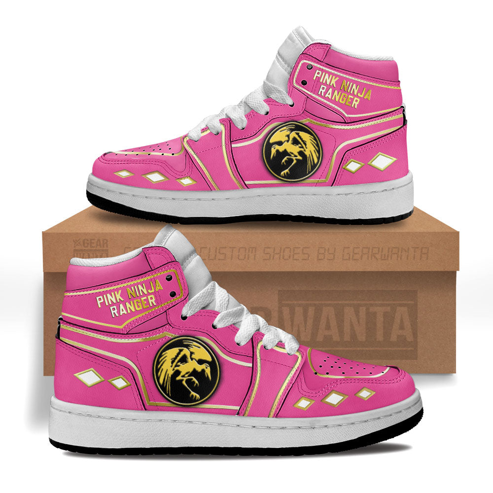 Pink Ninja Ranger Mighty Morphin Kid J1s Sneakers Custom For Kids Grabiiva