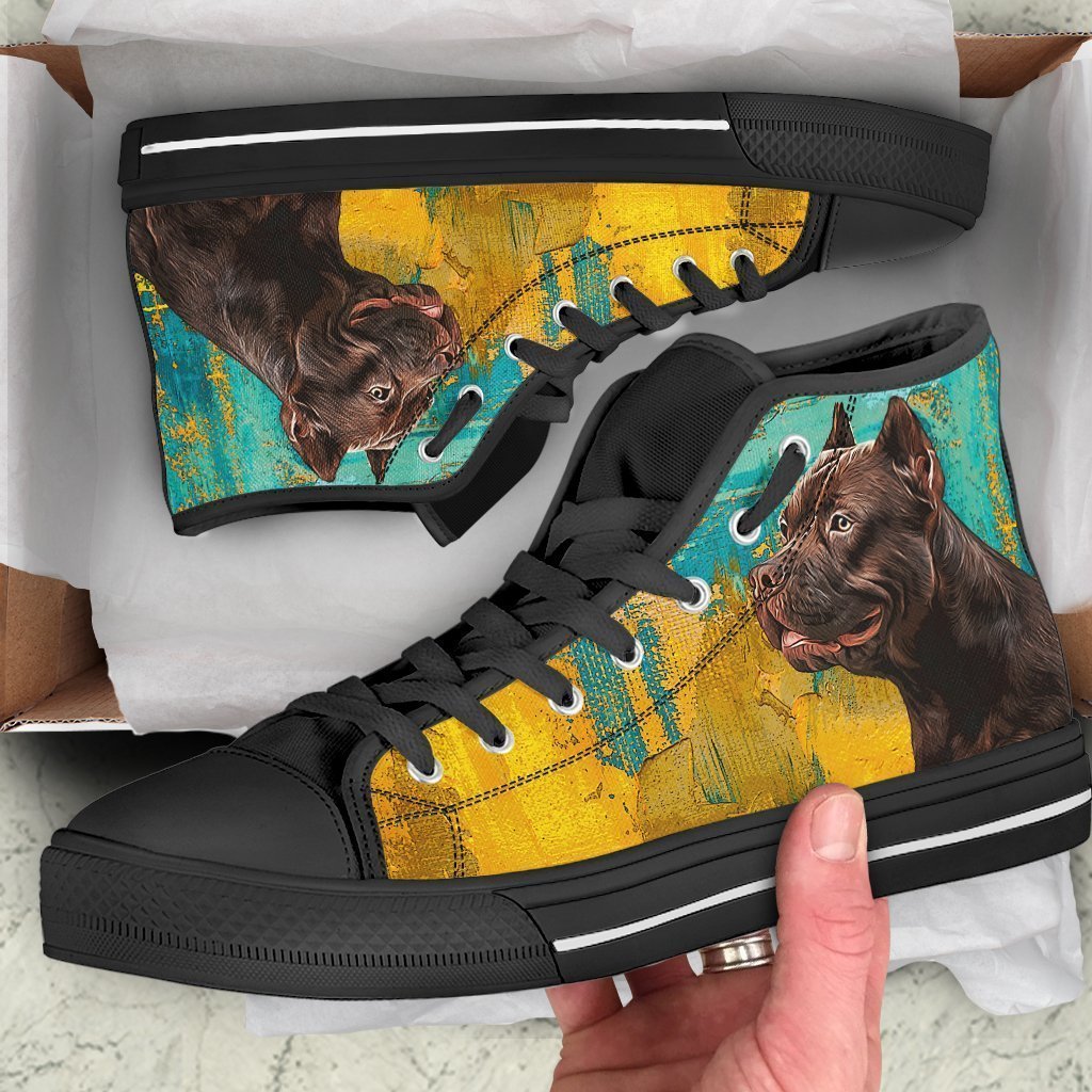 Pit Bull Dog Sneakers Bully High Top Shoes Grabiiva