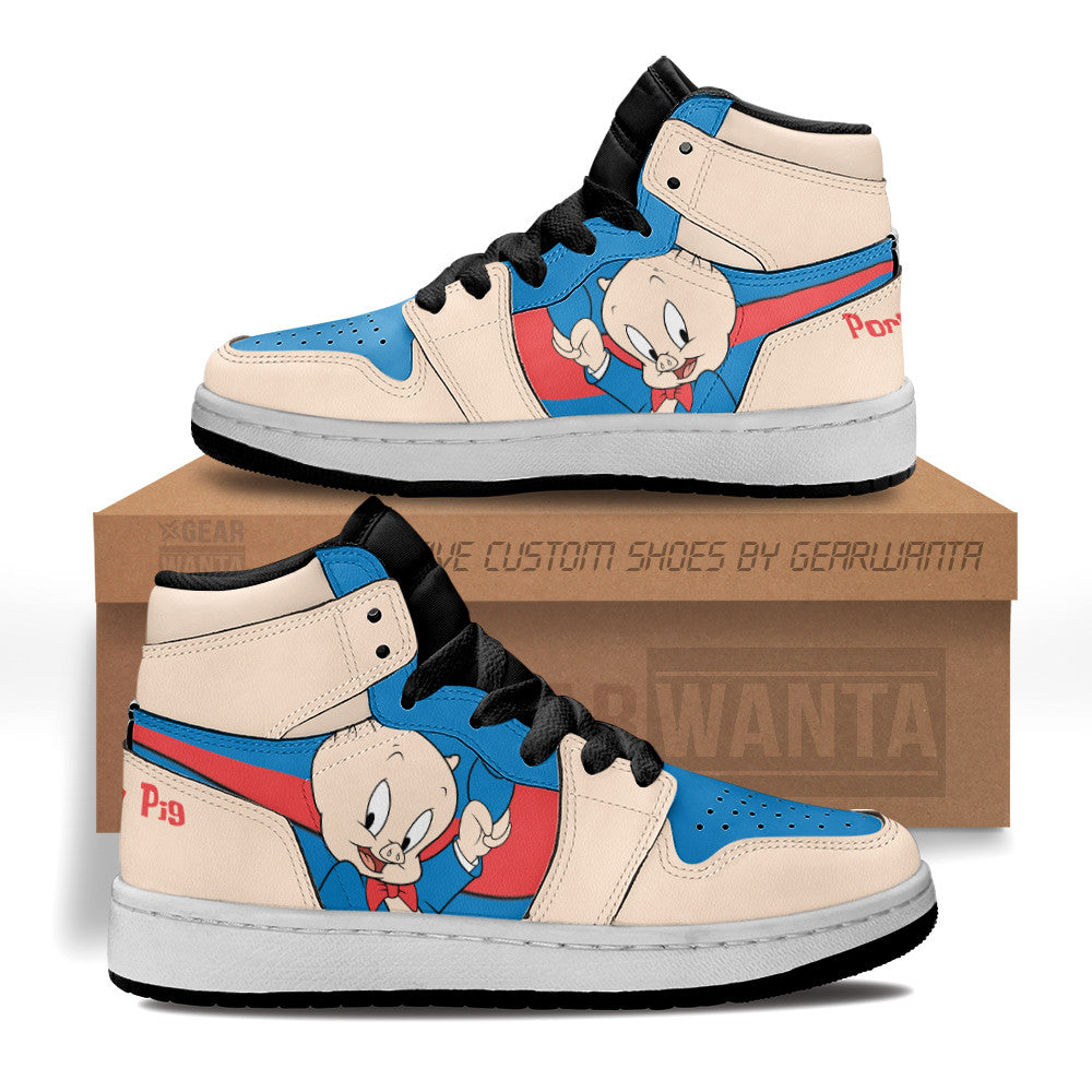 Porky Pig Kid J1s Sneakers Custom Grabiiva