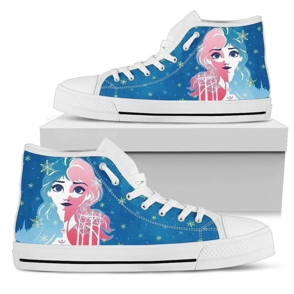 Princess Elsa Sneakers High Top Gift For Women Grabiiva