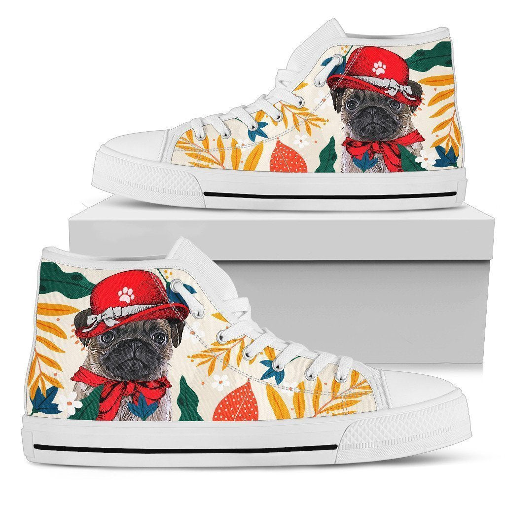Pug Dog Sneakers Women High Top Shoes Funny Grabiiva