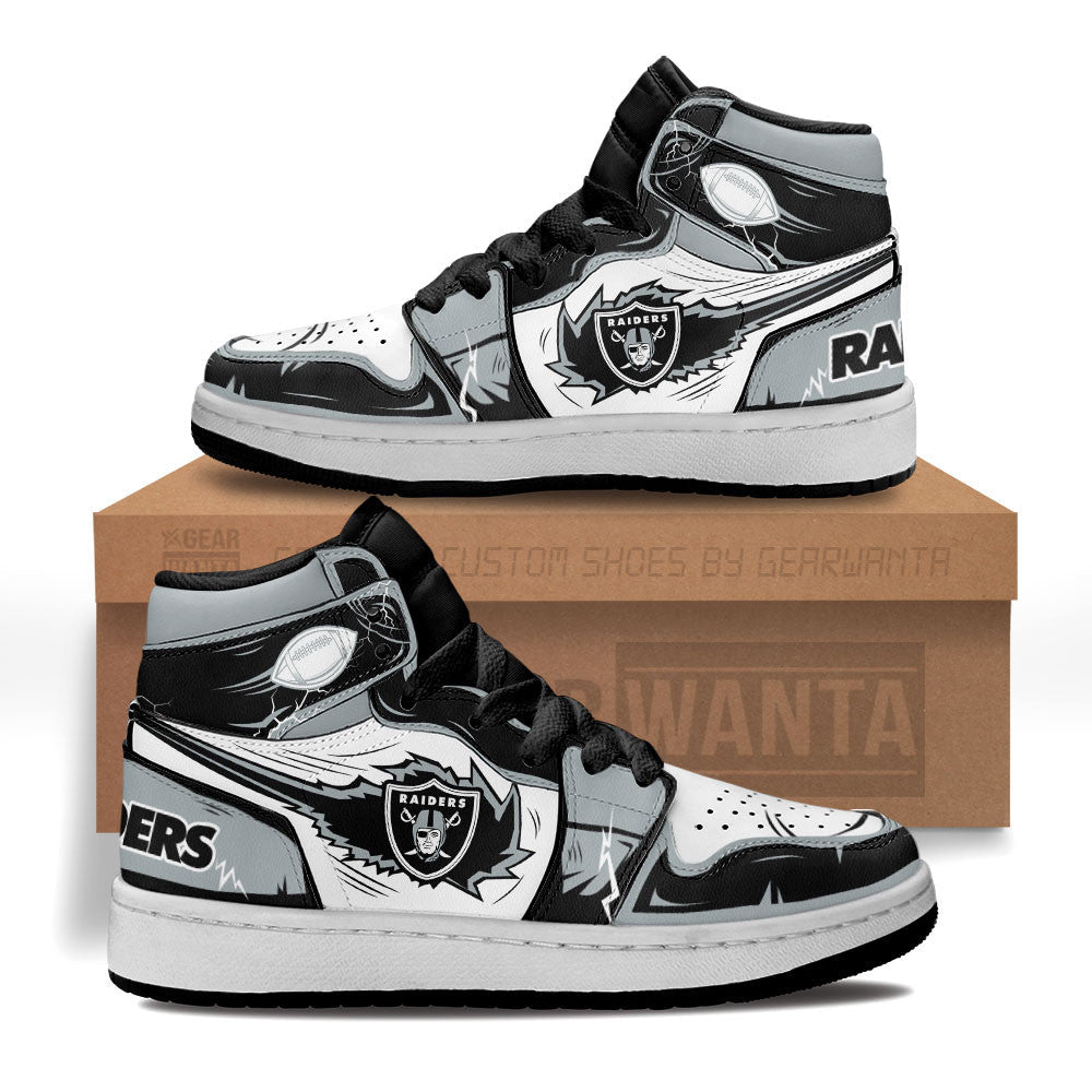 Raiders Kid J1s Sneakers Custom Grabiiva