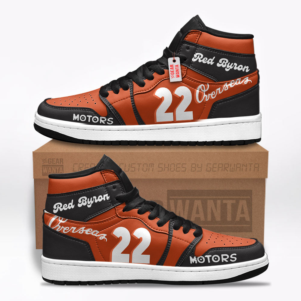 Red Byron #22 Car Race J1s Sneakers Custom For Fans TT07  Grabiiva