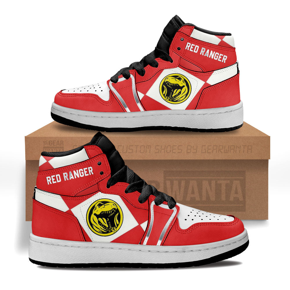 Red Ranger Mighty Morphin Kid J1s Sneakers Custom For Kids Grabiiva