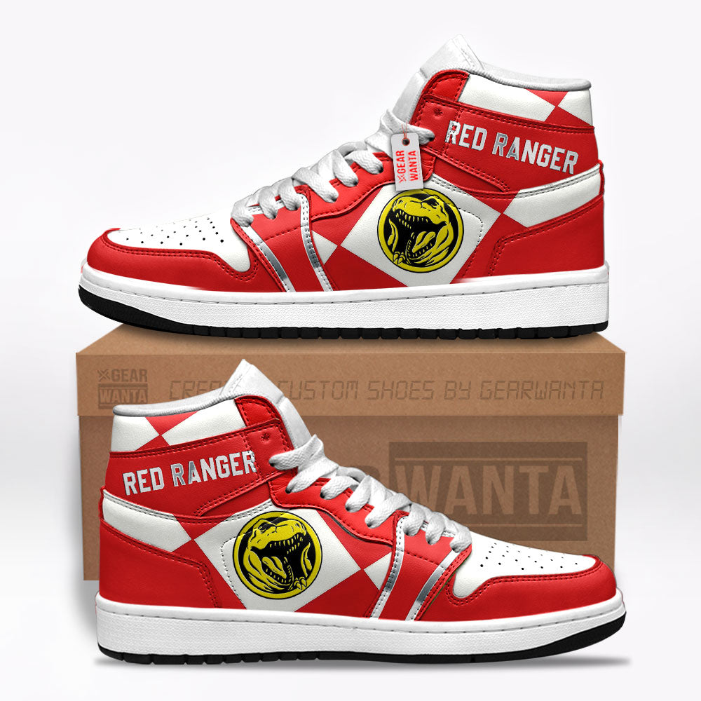 Red Ranger Mighty Morphin Power Rangers J1s Sneakers Custom TT12  Grabiiva