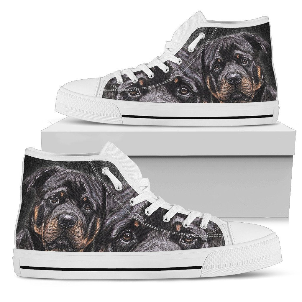 Rottweiler Face Shoes High Top For Women Lover Grabiiva