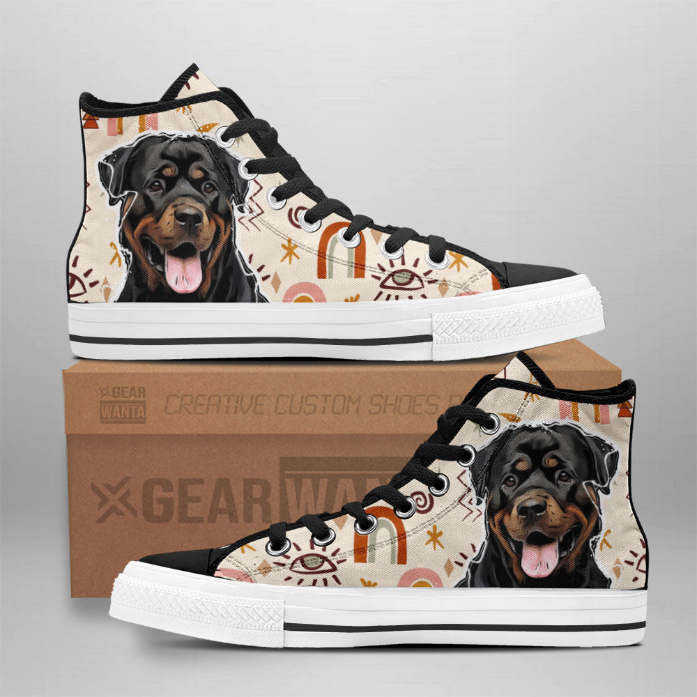 Rottweiler High Top Shoes Custom Boho Grabiiva