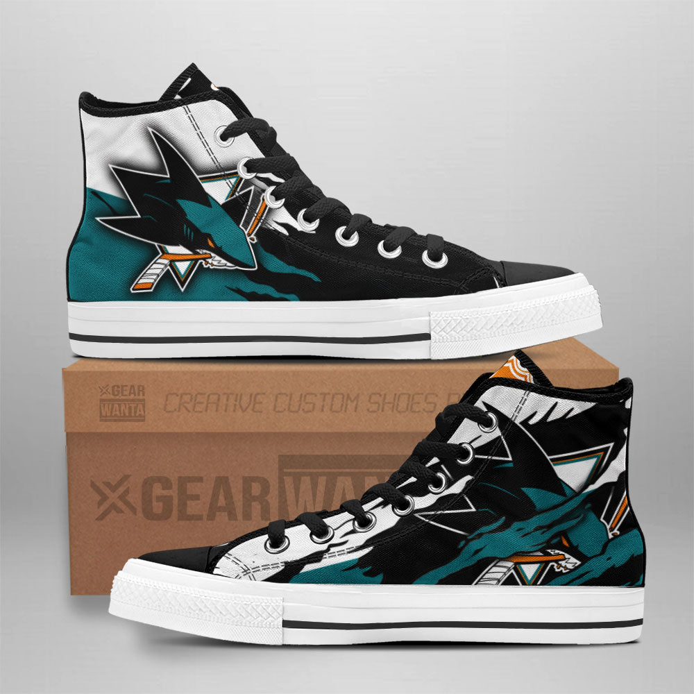 San Jose Sharks High Top Shoes Custom For Fans Grabiiva