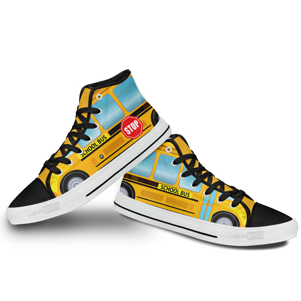 School Bus Driver High Top Shoes Custom Grabiiva