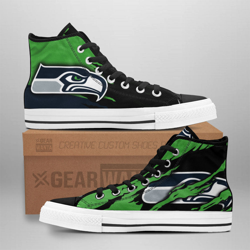Seattle Seahawks High Top Shoes Custom For Fans Grabiiva