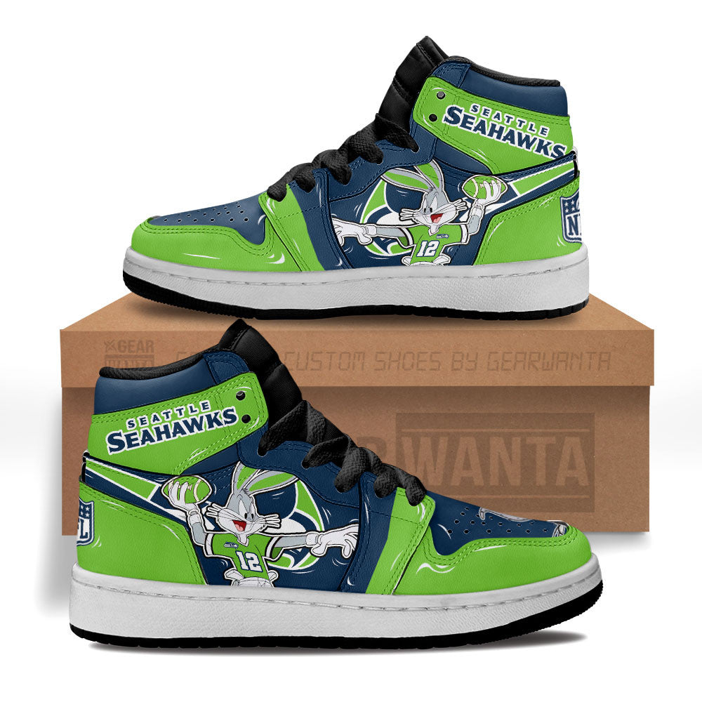 Seattle Seahawks Kid J1s Sneakers Custom Grabiiva