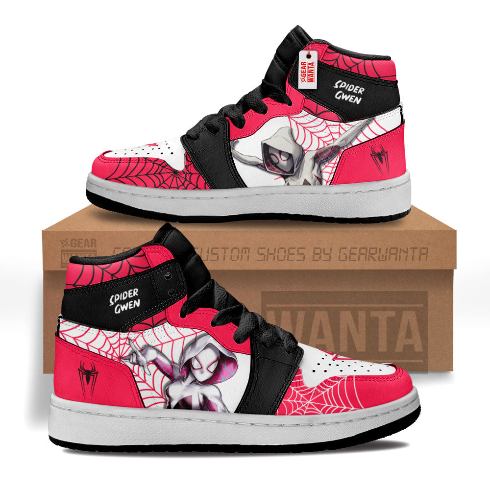 Spider Gwen Spider-Verse Kid J1s Sneakers Custom For Kids Grabiiva