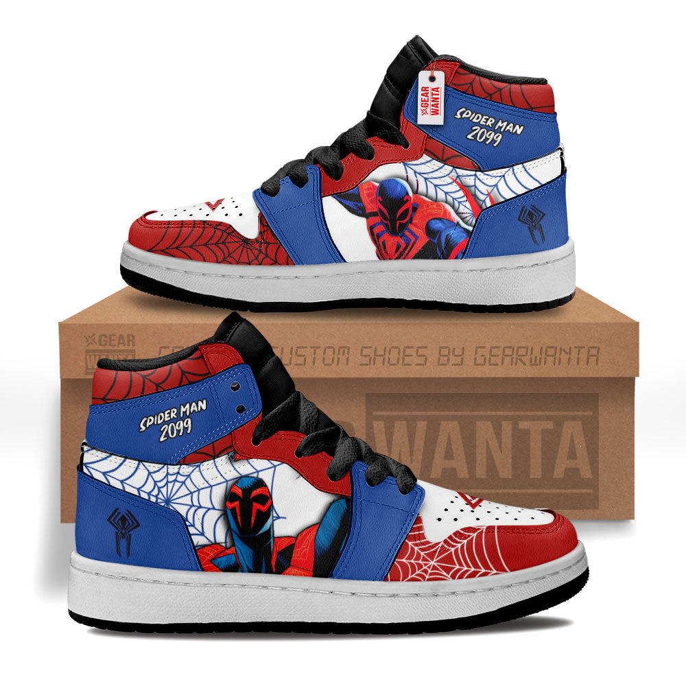 Spider-Man 2099 Spider-Verse Kid J1s Sneakers Custom For Kids Grabiiva