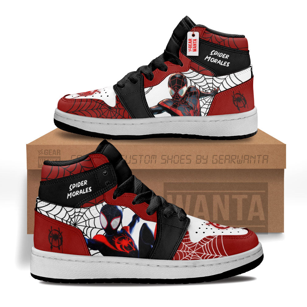Spider Morales Spider-Verse Kid J1s Sneakers Custom For Kids Grabiiva