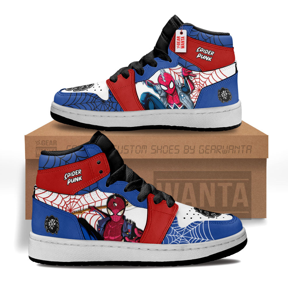 Spider-Punk Spider-Verse Kid J1s Sneakers Custom For Kids Grabiiva