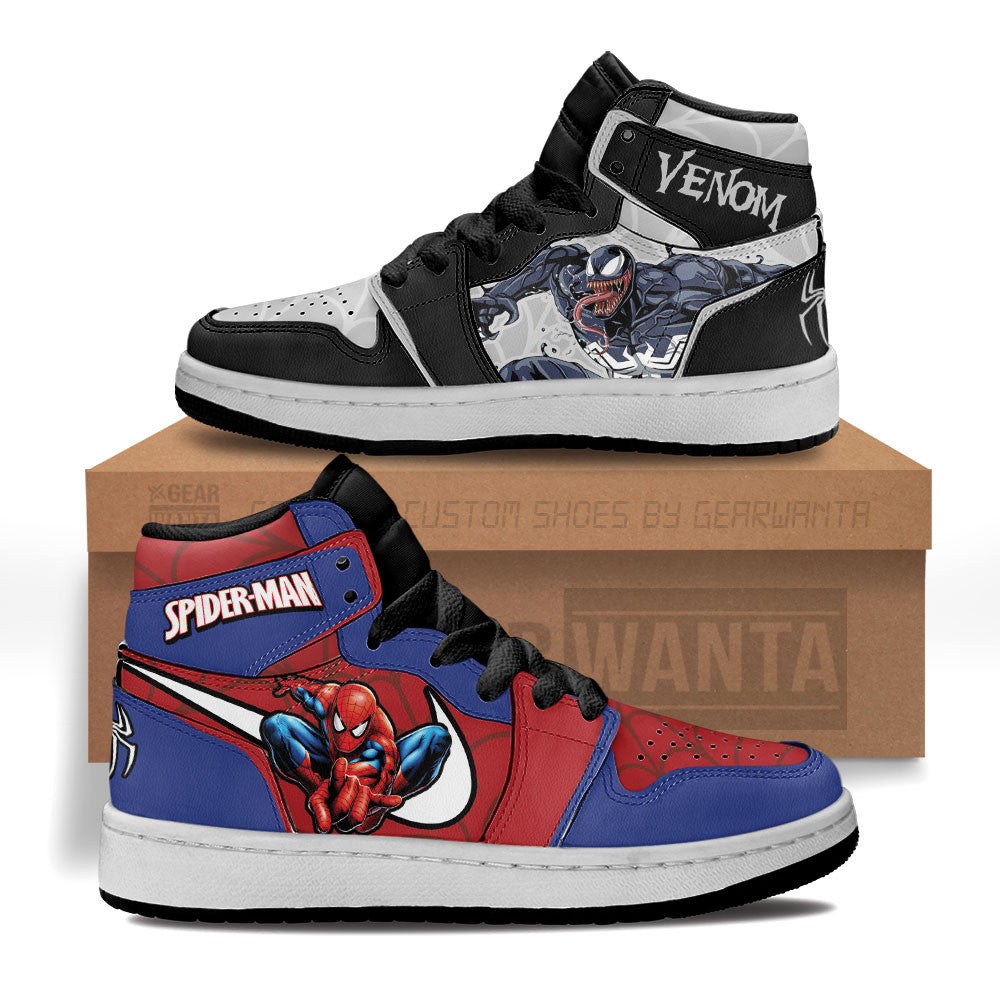 Spiderman vs Venom Kid J1s Sneakers Custom Grabiiva