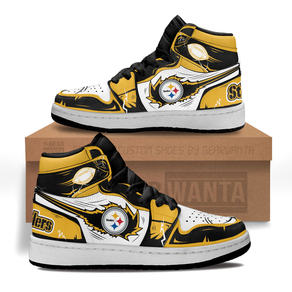 Steelers Kid J1s Sneakers Custom Grabiiva
