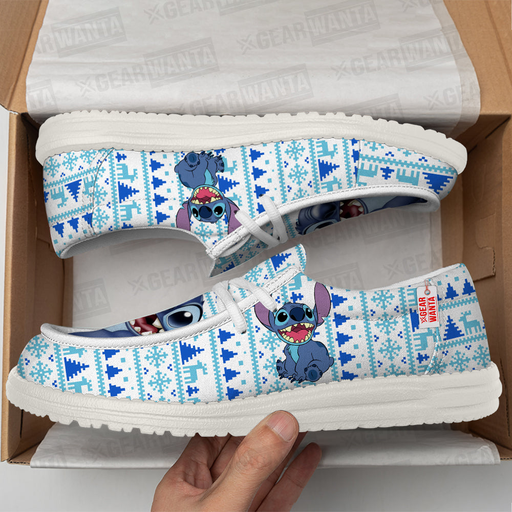 Stitch Christmas Ugly Canvas Loafer Shoes Grabiiva