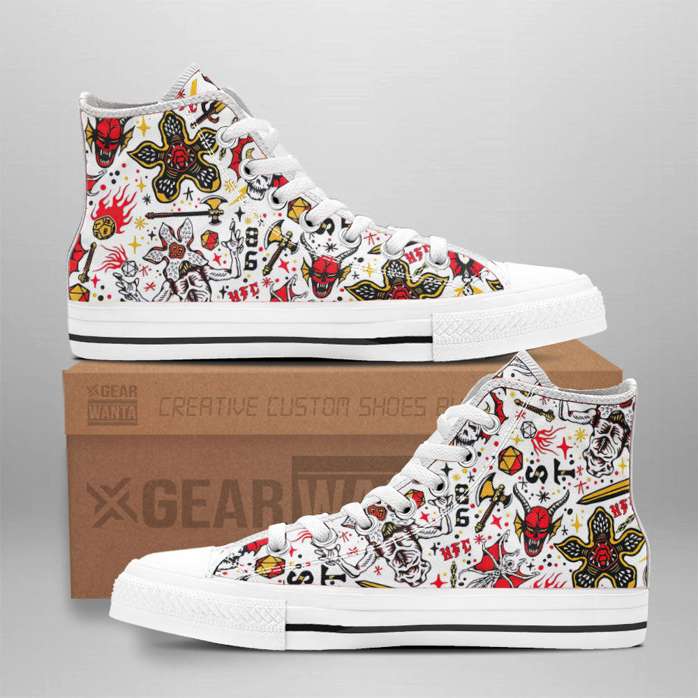 Stranger Things High Top Shoes Custom Pattern Symbols Grabiiva