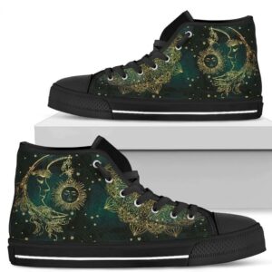 Sun And Moon Gothic Style Women's High Top Shoes Grabiiva