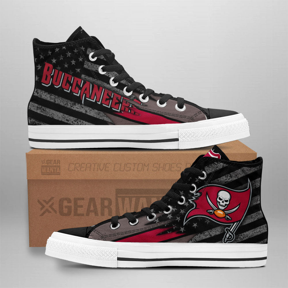 Tampa Bay Buccaneers High Top Shoes Custom American Flag Sneakers Grabiiva