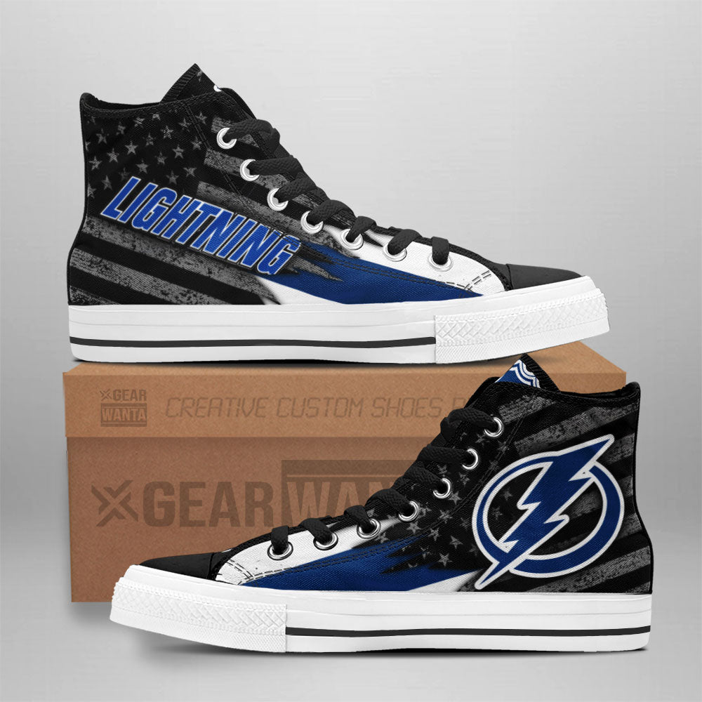 Tampa Bay Lightning High Top Shoes Custom American Flag Sneakers Grabiiva