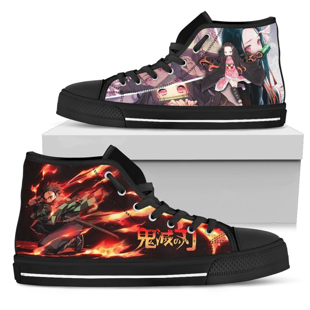 Tanjiro and Nezuko Sneakers High Top Custom Demon Slayer Anime Shoes Grabiiva