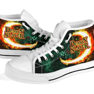 Tanjiro Fire Sword Sneakers Kimetsu No Yaiba High Top Shoes MN20 Grabiiva