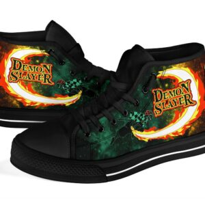 Tanjiro Sneakers Kimetsu No Yaiba High Top Shoes Anime Fan MN20 Grabiiva
