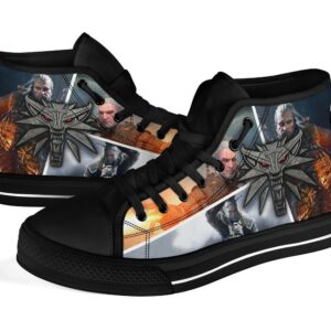The Witcher Sneakers Wolf Charm High Top Shoes Custom Grabiiva
