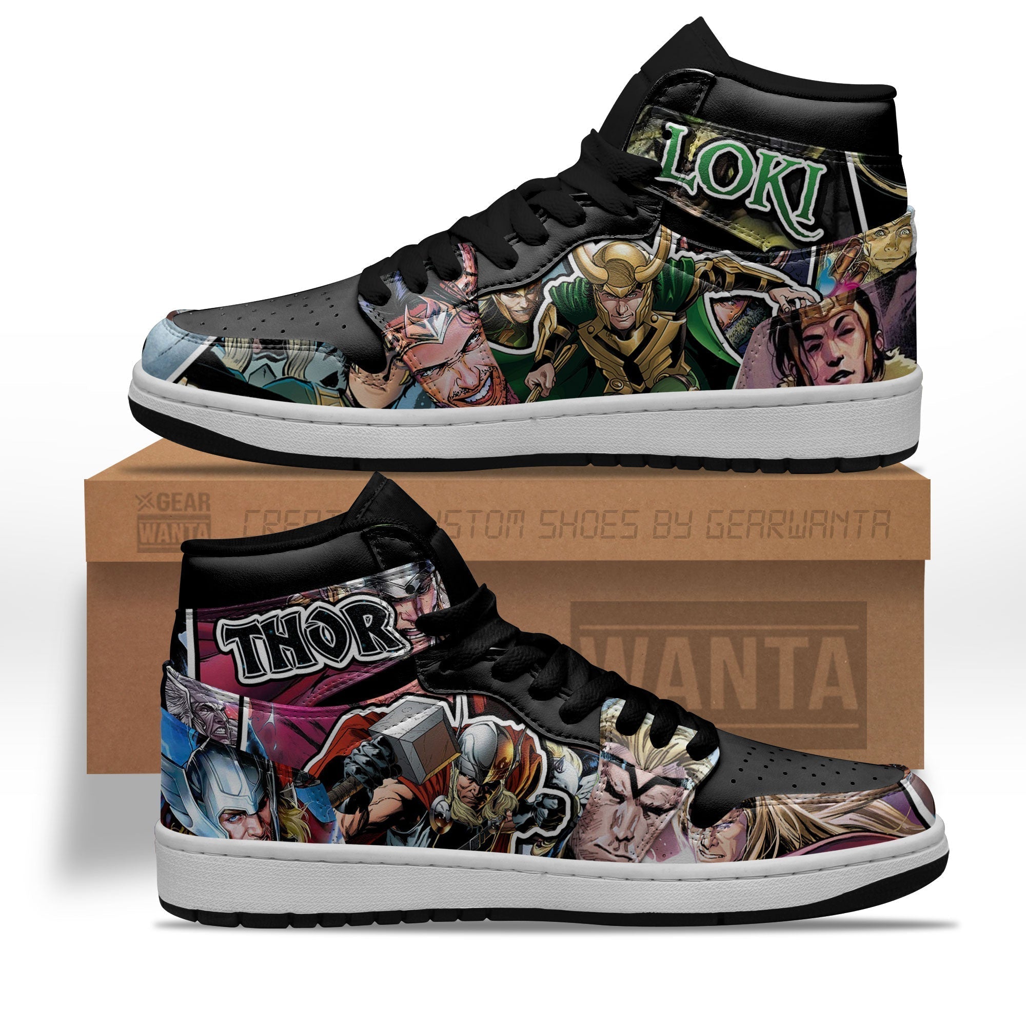 Thor and Loki J1 Sneakers Custom Superheroes Shoes  Grabiiva