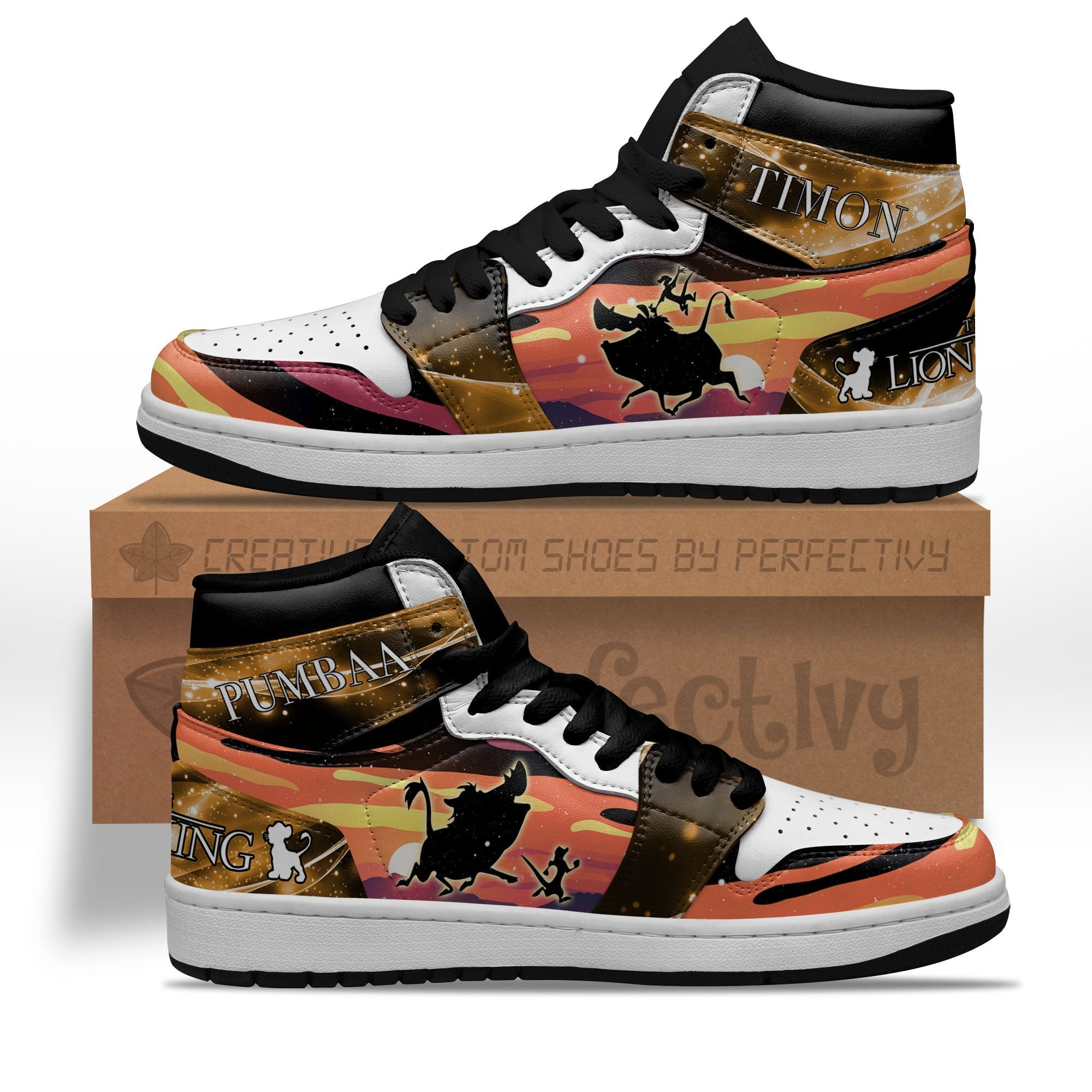 Timon and Pumbaa Silhouette J1s Sneakers Custom For Fans Sneakers PT10  Grabiiva