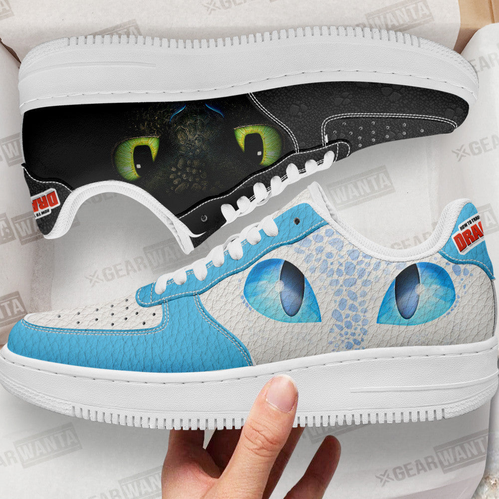 Toothless & Light Fury Air Sneakers Custom How To Train Your Dragon Cartoon Shoes Grabiiva