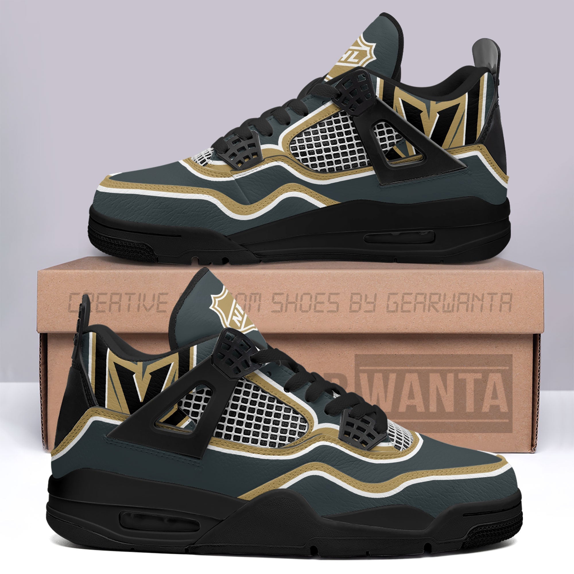 Vegas Golden Knights Aj4 Sneakers Custom Shoes Grabiiva