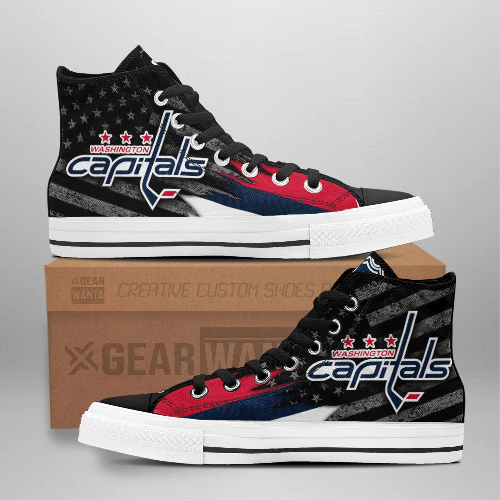 Washington Capitals High Top Shoes Custom American Flag Sneakers Grabiiva