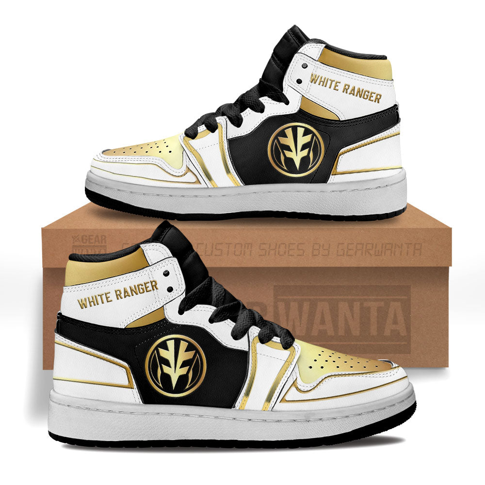 White Ranger Mighty Morphin Kid J1s Sneakers Custom For Kids Grabiiva