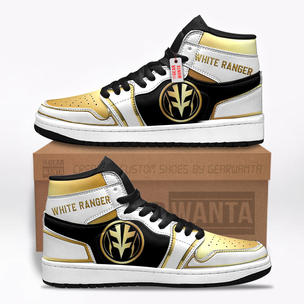 White Ranger Mighty Morphin Power Rangers J1s Sneakers Custom TT12  Grabiiva