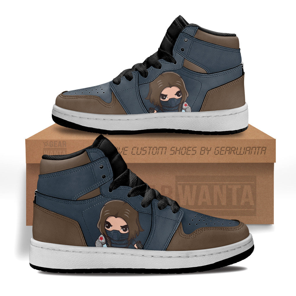 Winter Soldier Superhero Kid J1s Sneakers Custom Grabiiva