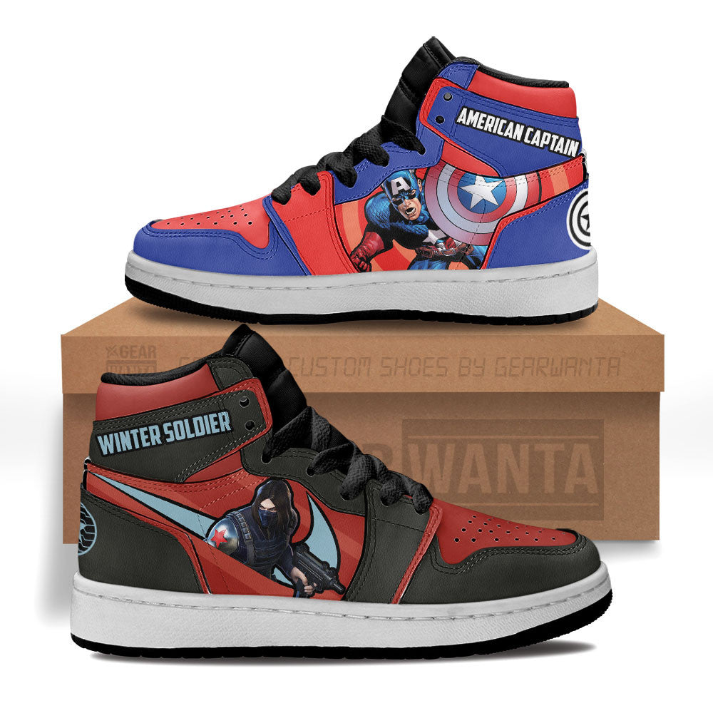 Winter Soldier vs US Captain Kid J1s Sneakers Custom Grabiiva