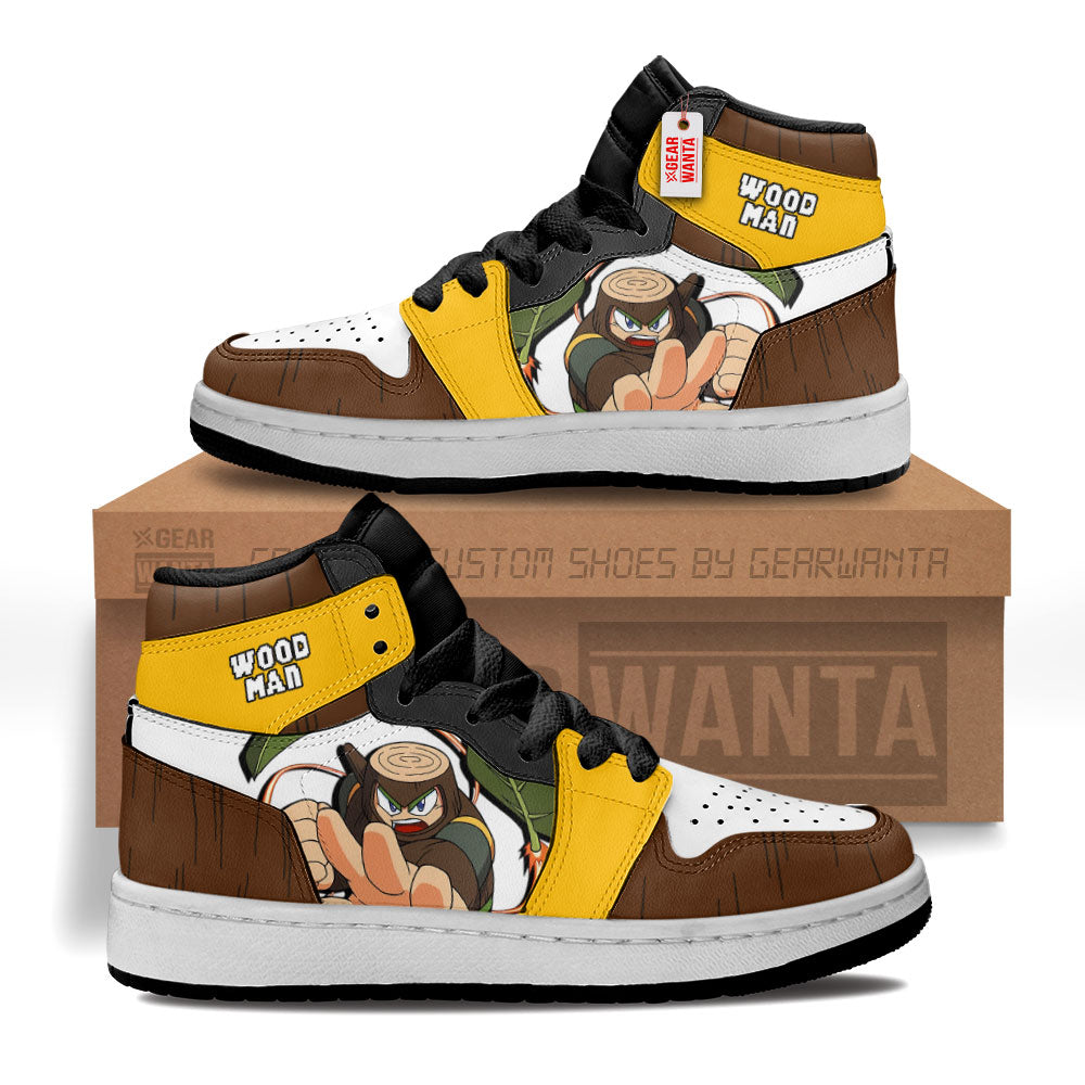 Wood Man Mega Man Kid J1s Sneakers Custom For Kids Grabiiva