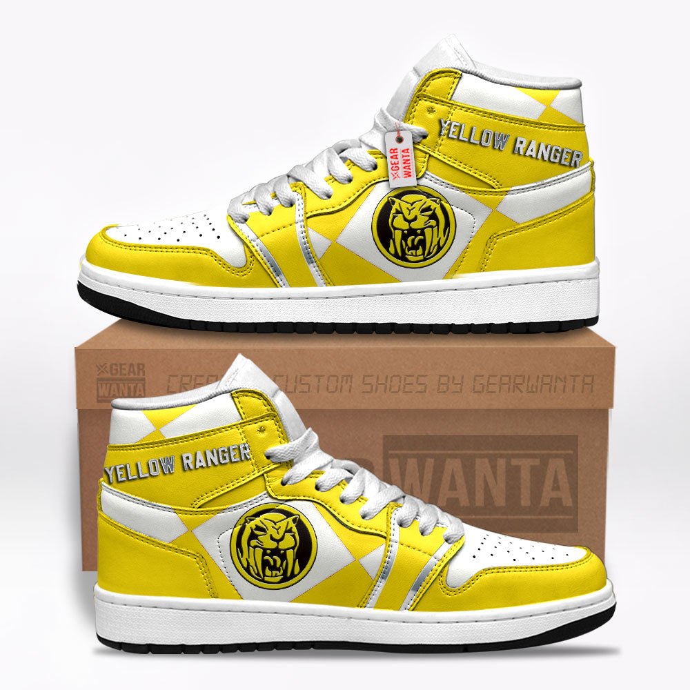 Yellow Ranger Mighty Morphin Power Rangers J1s Sneakers Custom TT12  Grabiiva